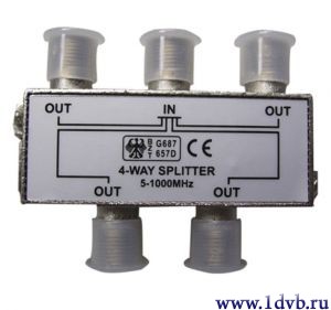 Купить в интернет магазине почтой ТВ Сплитер Делитель на 4-ре вых. 5-1000MHz 